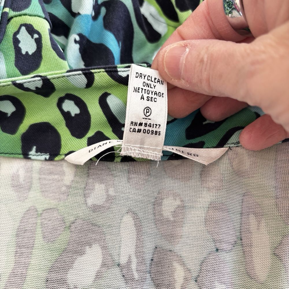 Diane Von Furstenberg Blue and Green Patterned Mini Dress - Picture 6 of 7